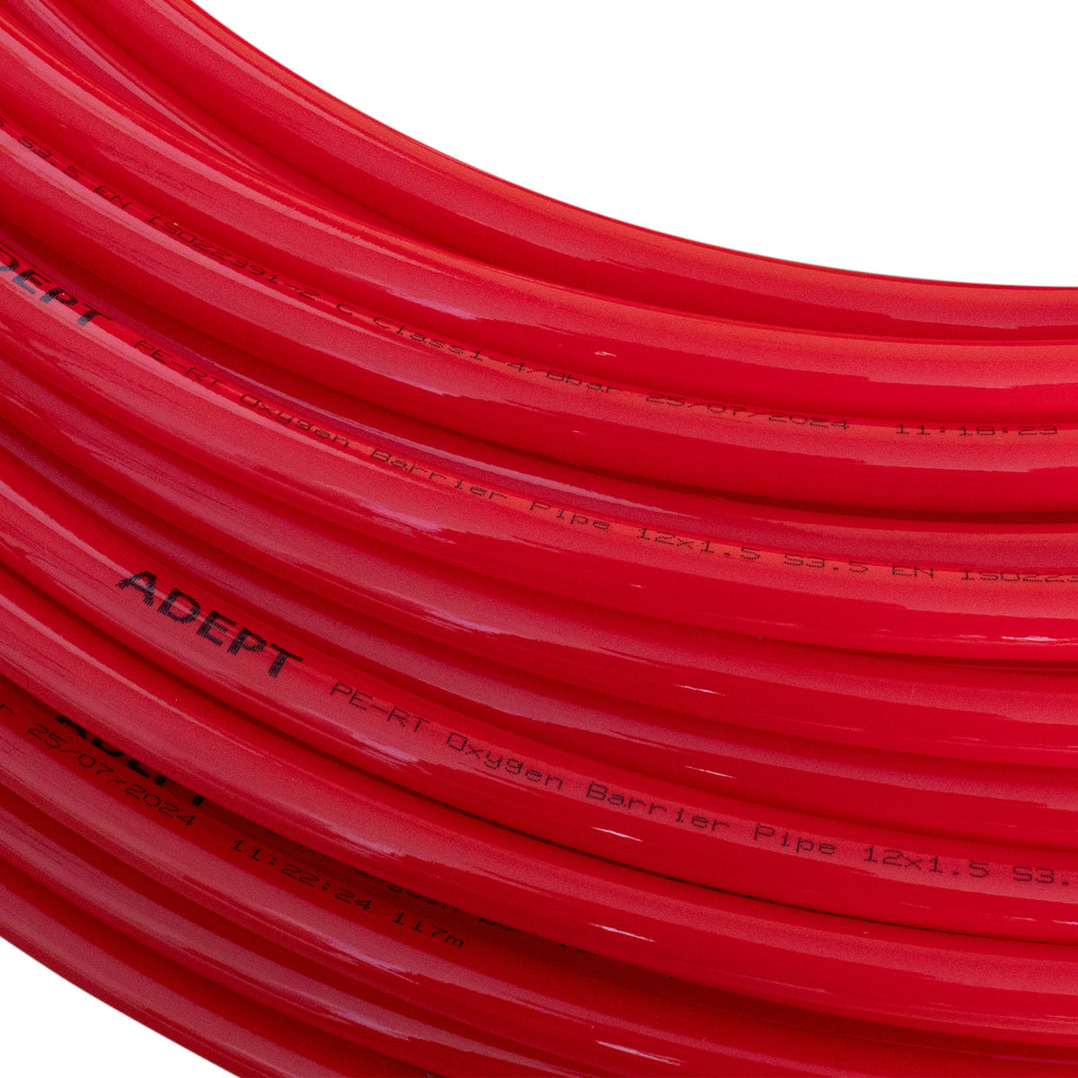 Adept 12x1.5mm PERT Pipe - Red for Underfloor Heating