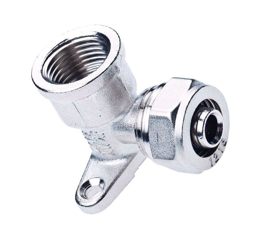 16mm x 1/2F Compression Wall Plate Elbow with 1/2" Female Thread