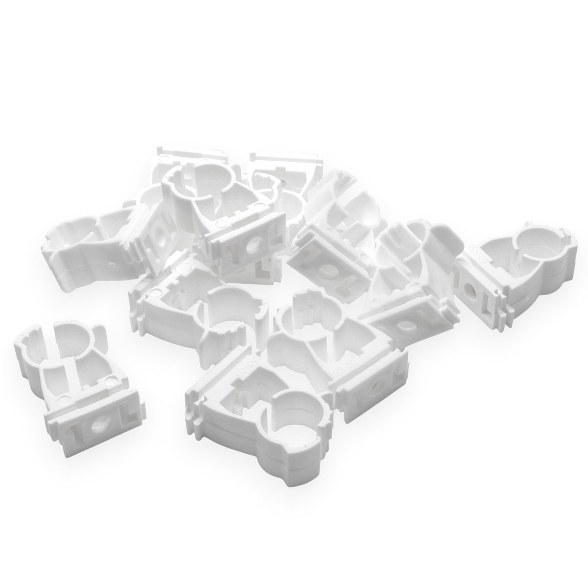 White Hinged Pipe clip for 25mm to 28mm Pipe (50)