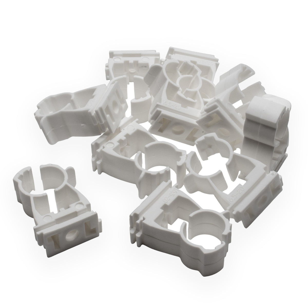 White Hinged Pipe clip for 25mm to 28mm Pipe (50)