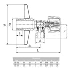 Valvex EKO Wall Mounted Angle Valve Dimensions