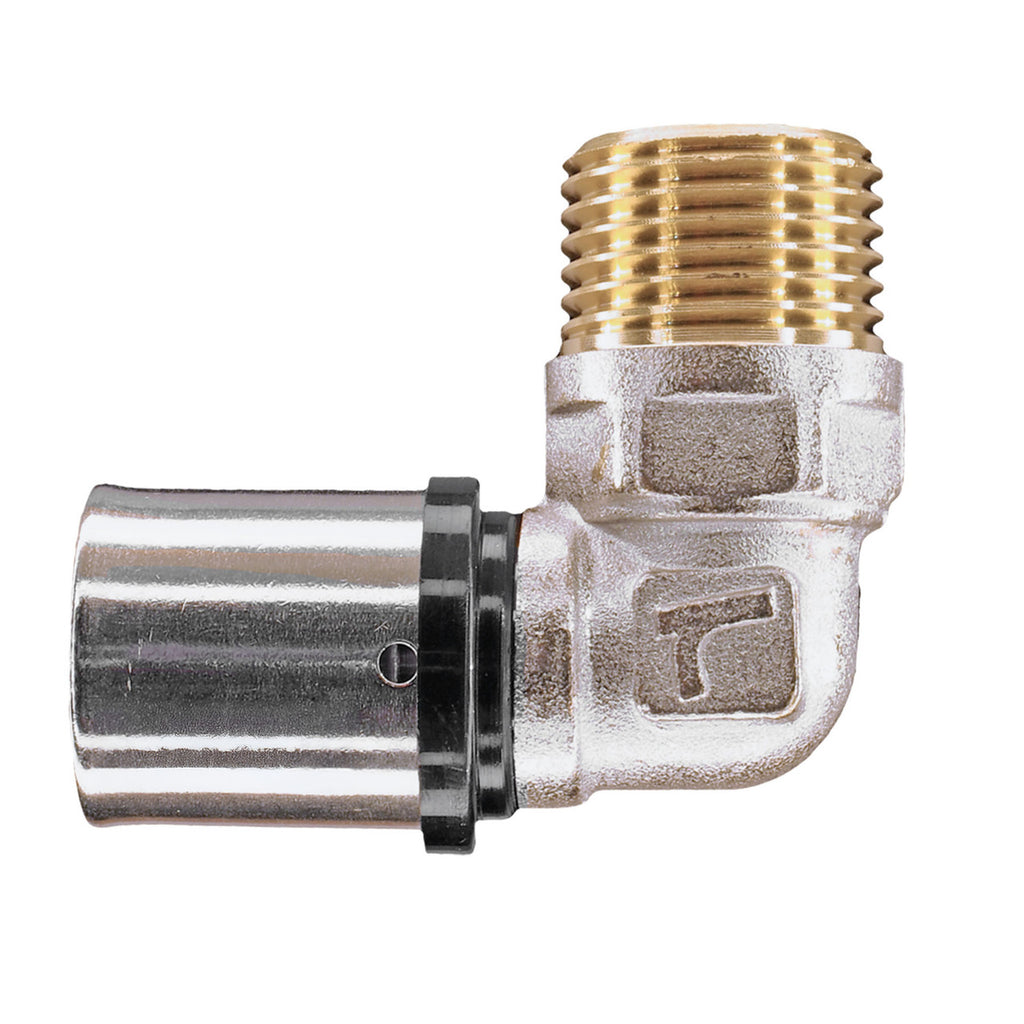 16mm x 3/4" MLCP Elbow Brass Press Fitting with 3/4" Male Adaptor