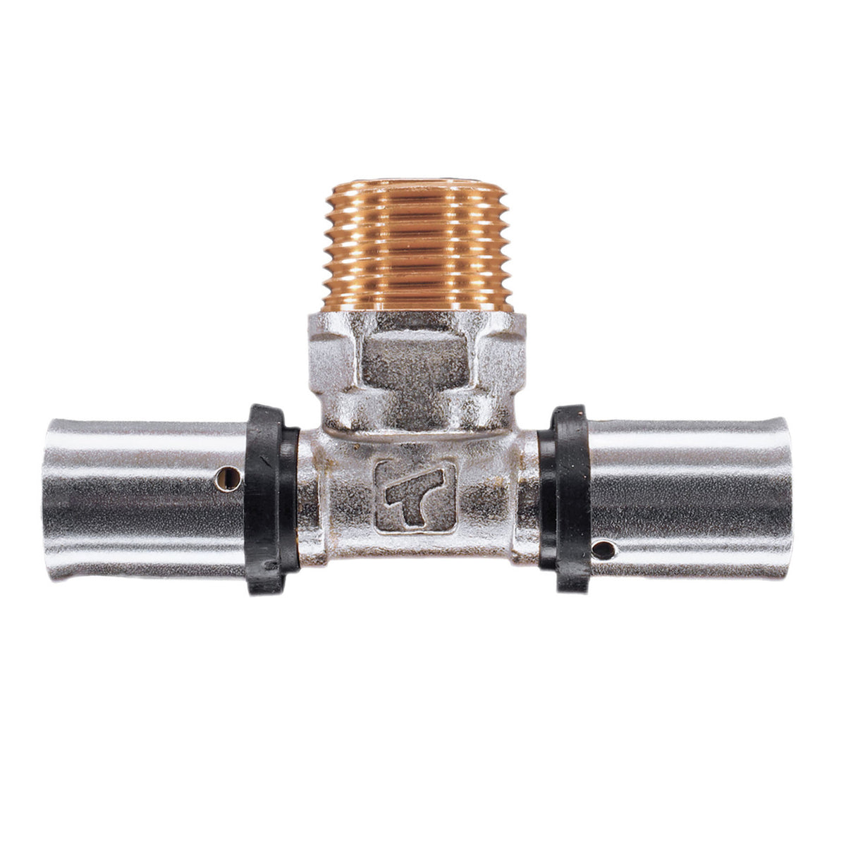 16x16x1/2" Brass Press Tee with 1/2" Male Adaptor