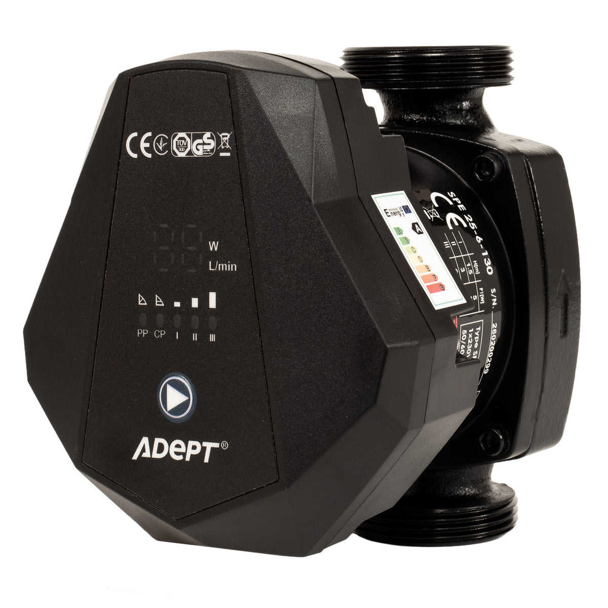 Adept Smart A-Rated Adjustable Speed Circulation Pump - 230V - SPE25-6-130