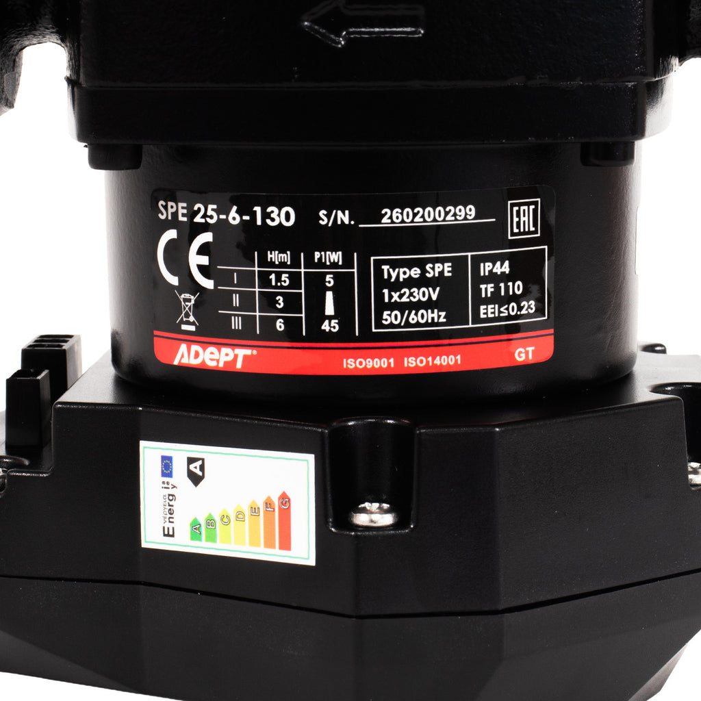 Adept Smart A-Rated Adjustable Speed Circulation Pump - 230V - SPE25-6-130