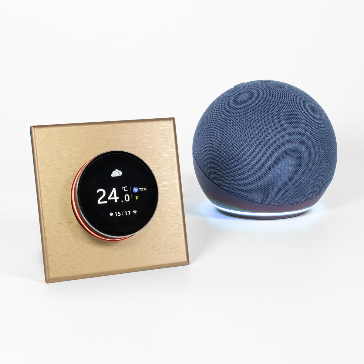 Adept Smart Dial WiFi Thermostat - Gold - With Alexa Smart Speaker