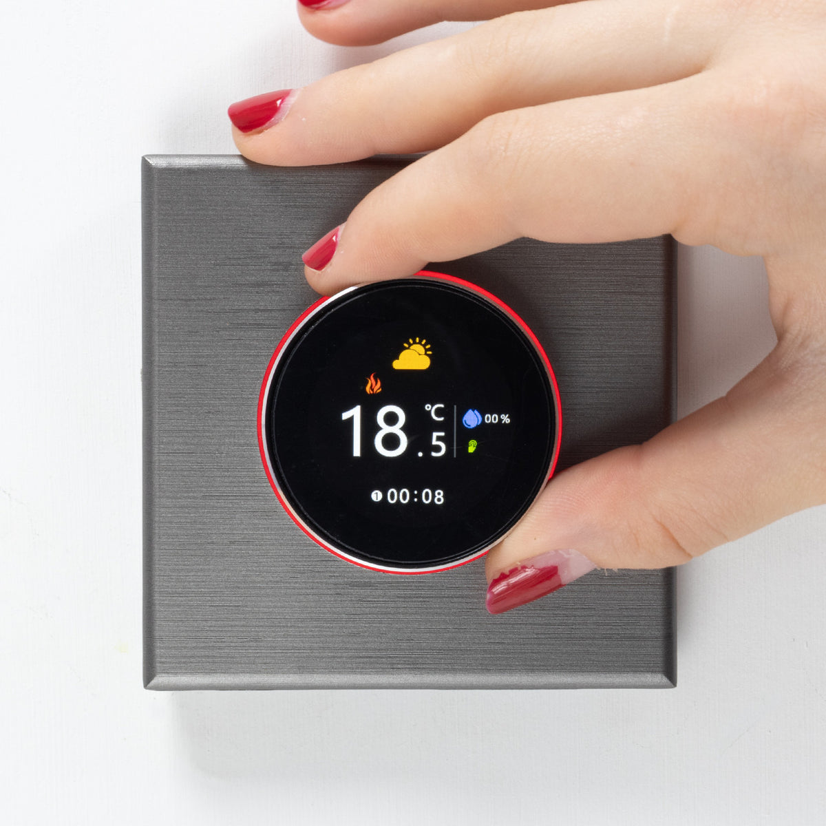 Adept Smart Dial WiFi Thermostat - Silver - Home Screen Options Hand Dial
