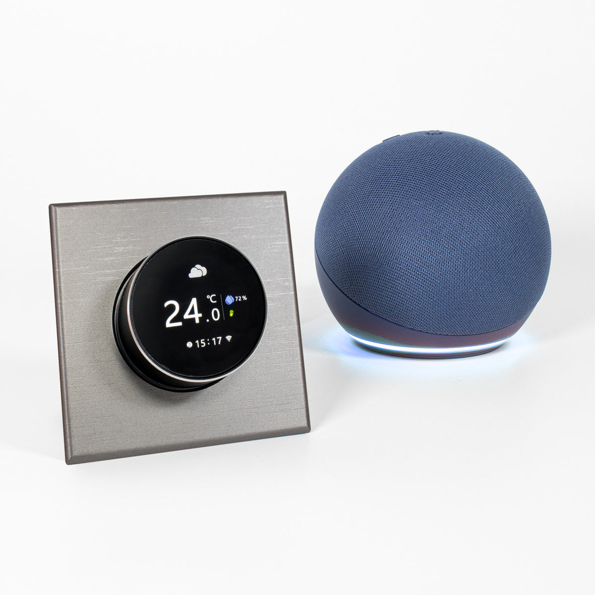 Adept Smart Dial WiFi Thermostat - Silver - With Alexa Smart Speaker