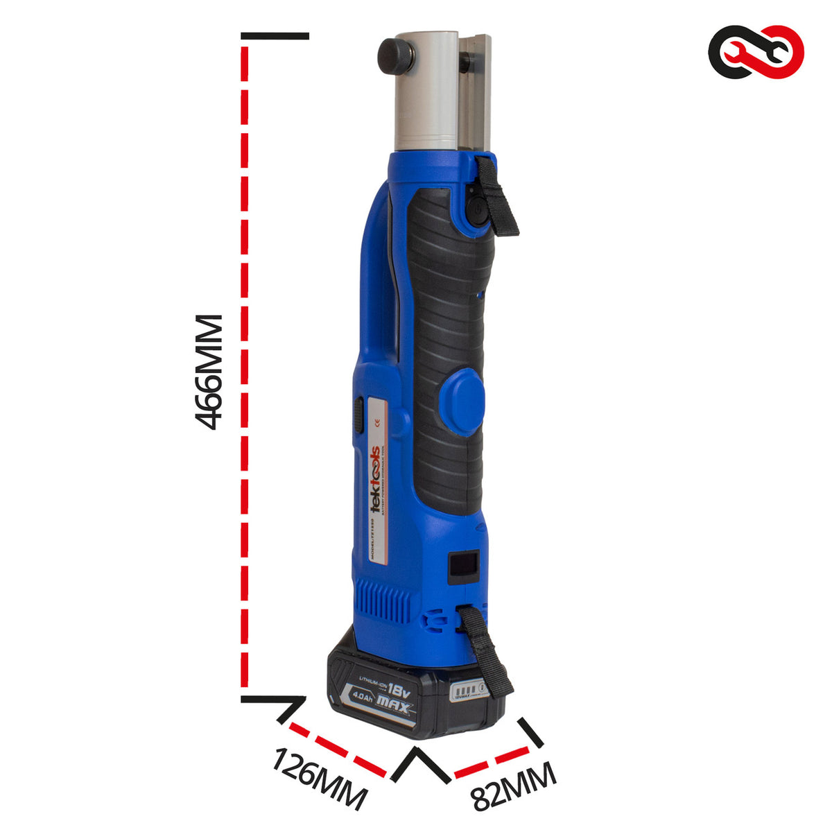 TekTools TZ1550 Cordless Press Tool -(With Charger & 2 Batteries) Dimensions