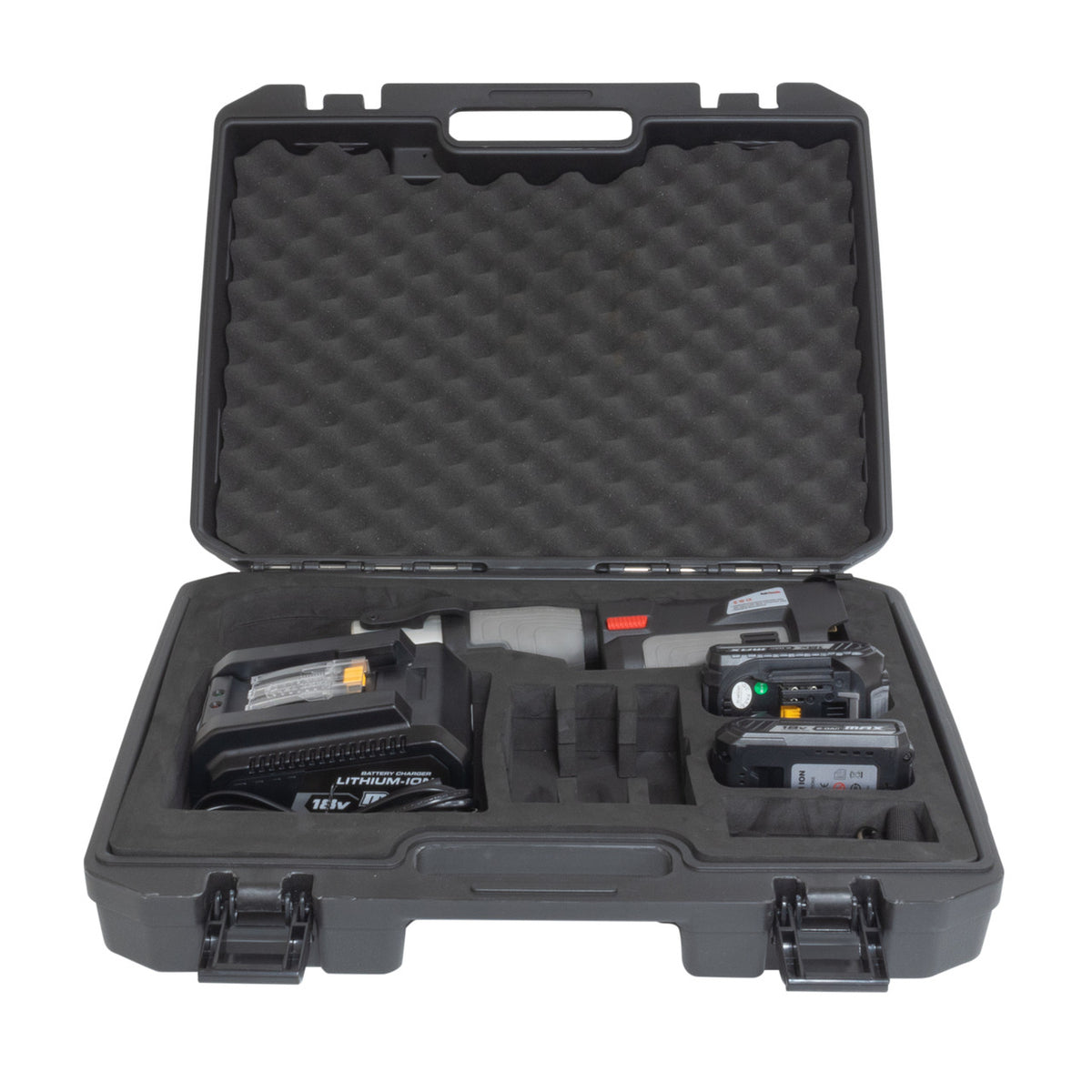 TekTools TZ1930 Cordless Press Tool - (With Charger & 2 Batteries) - Open Case View Of Kit