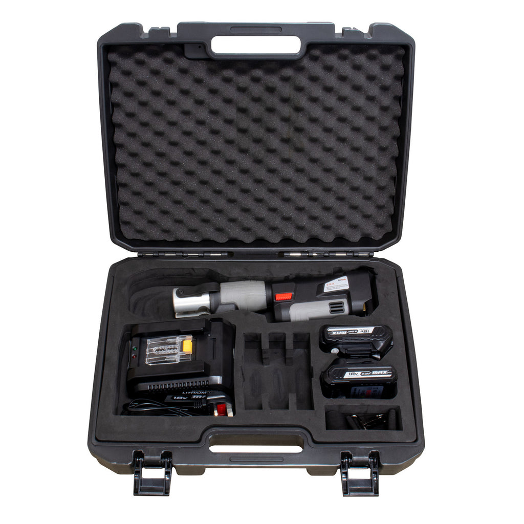 TekTools TZ1930 Cordless Press Tool - (With Charger & 2 Batteries) - Open Case View Of Kit