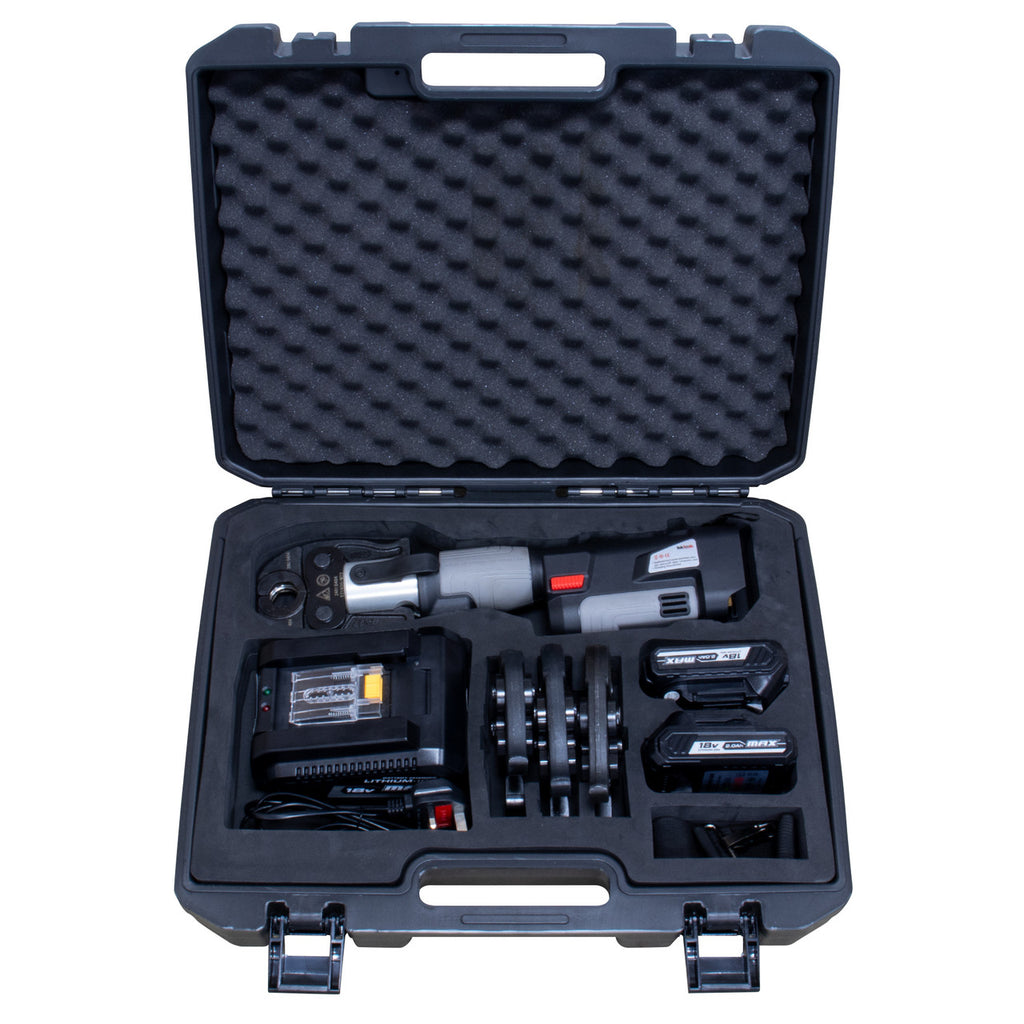 TekTools TZ1930 Cordless Press Tool - (With Charger & 2 Batteries) - Open Case View Of Kit