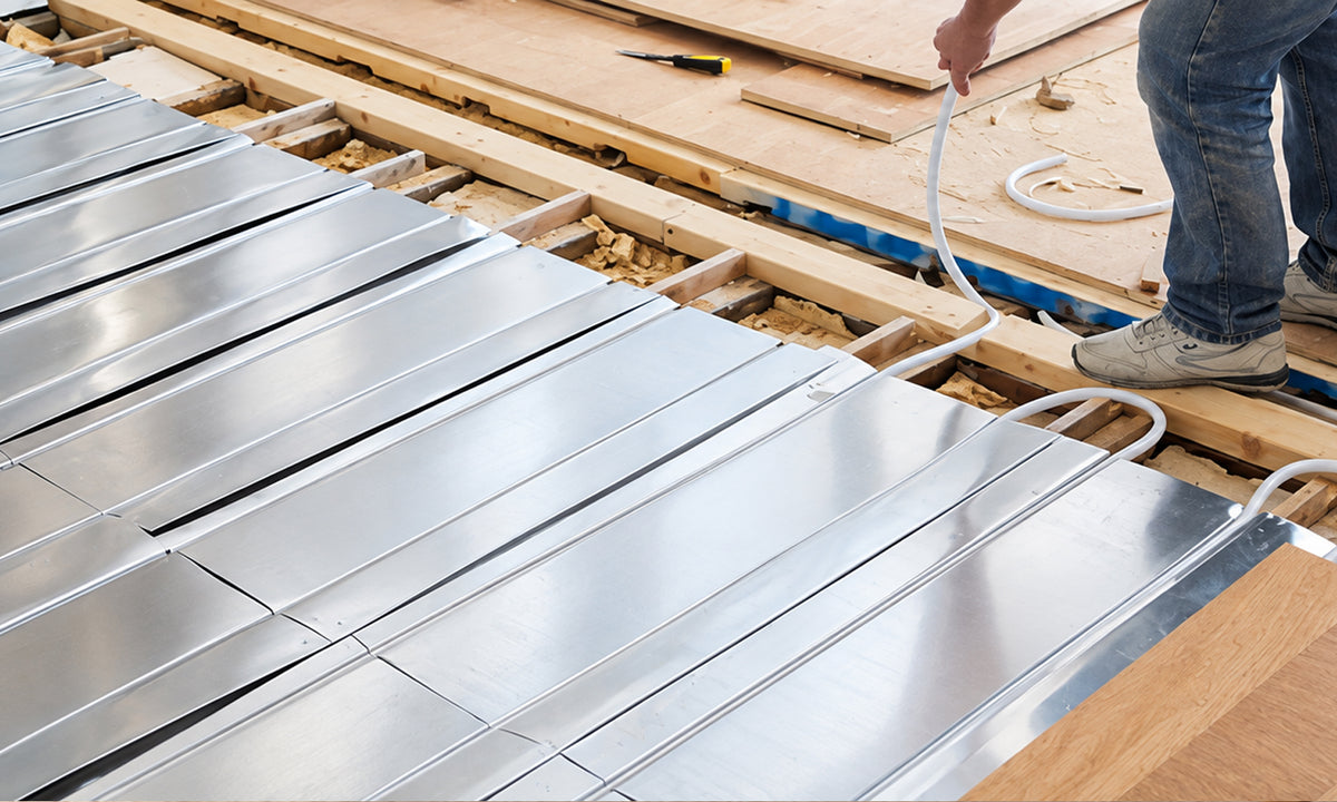 Adept AD-PLATE timber water underfloor heating kit with aluminium spreader plates