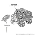 36mm Stainless Steel Washers for Tile Backer Boards & 3.5 x 25mm Screws