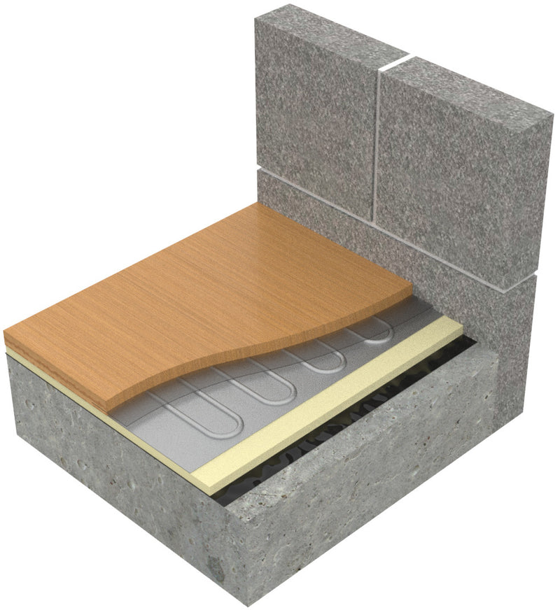 Typical WoodTec floor build-up under laminate or engineered wood