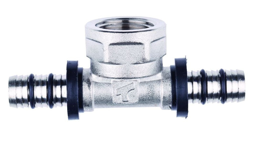 16x16x1/2" MLCP Brass Press Tee with 1/2" Female Adaptor