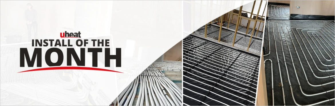 Examples of water underfloor heating pipework installed across several floor constructions