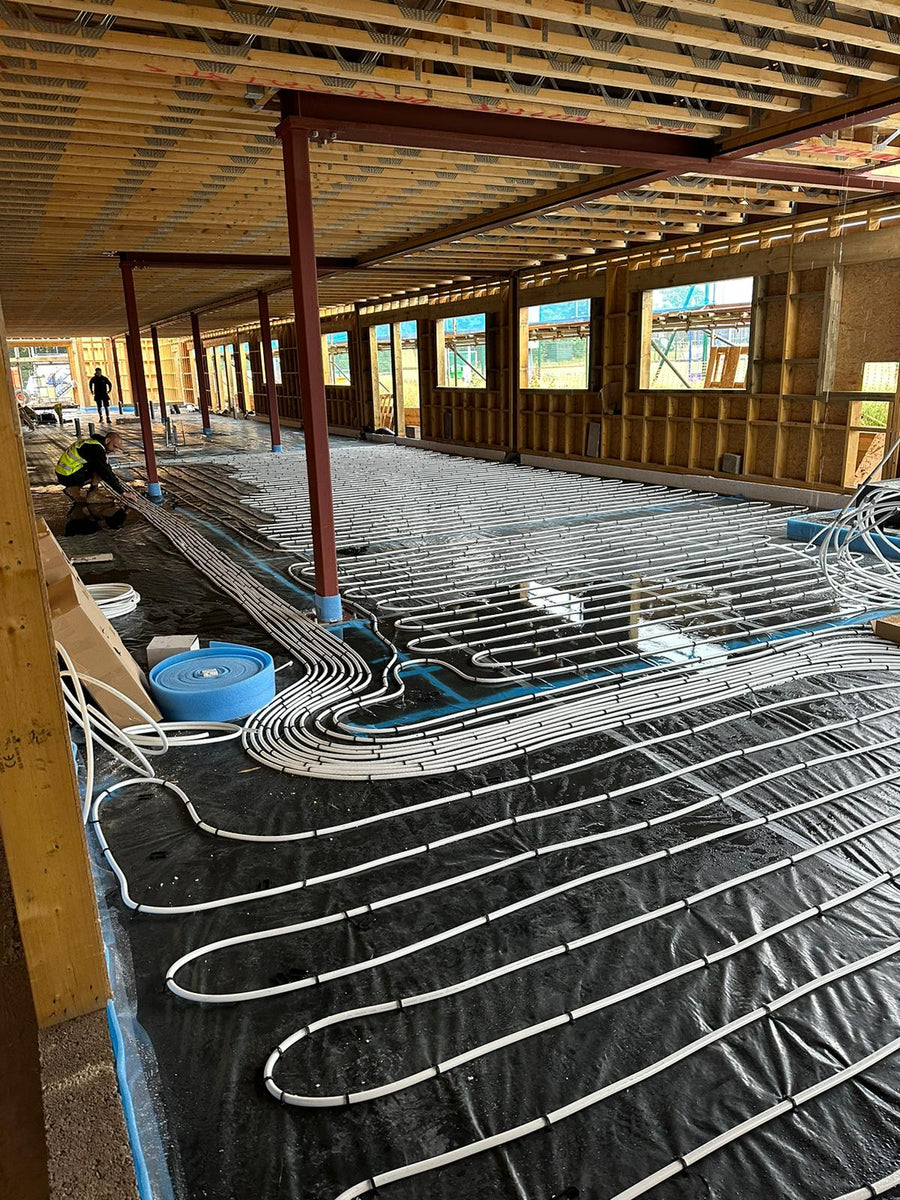 Large underfloor heating installation at Sandy Lodge