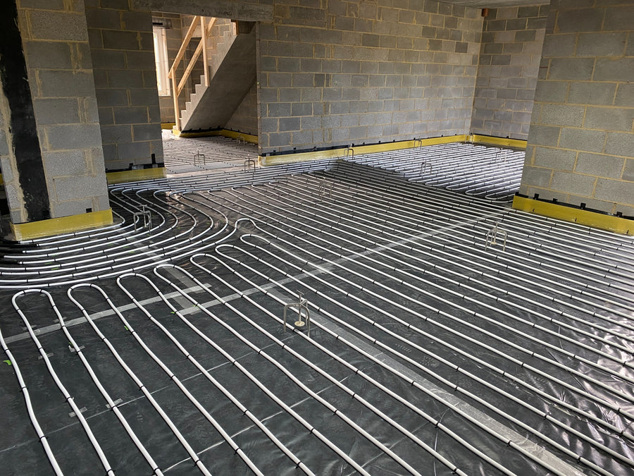 Underfloor heating pipework at Steve Jacobs' self-build project