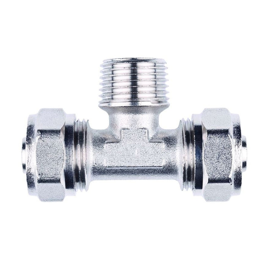 16mm x 1/2"M x 16mm MLCP Compression Tee with 1/2" Male Thread